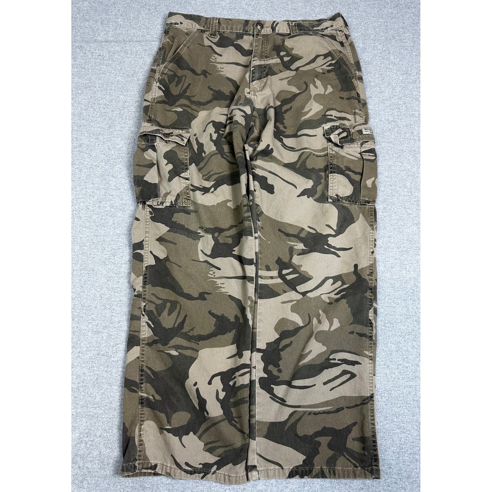 Vintage Wrangler Camo Cargo Pants Mens 34x31 Green Baggy Skater Y2K Grunge